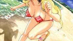 Nature water clouds Anime running Beaches anime girls skies 