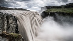 Nature water clouds moss waterfalls cliff HDR Photography