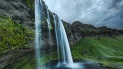 Nature water clouds waterfalls rocks overcast HDR Photography