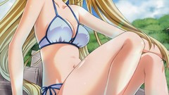 Nature water clouds woman Anime wet blondes smiling anime girls 