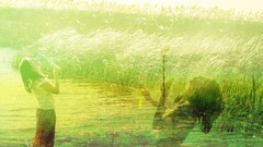 Nature water Green woman dandelions swamps