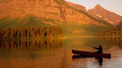 Nature water Mountains Men glacier canoe medicine national park 