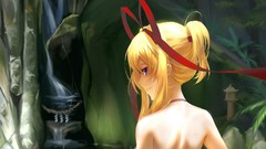 Nature water Ribbons streams outdoors blondes long hair anime 