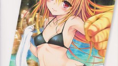Nature water woman Anime red eyes blondes anime girls skies bra 