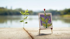 Nature widescreen easel minimalistic matchsticks scale models