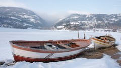 Nature winter ships lakes