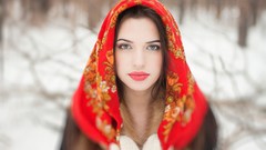 Nature winter woman Russian faces outdoors brunettes