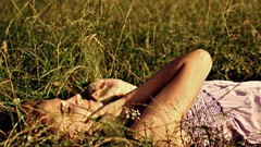 Nature woman blondes models lying down girls in nature