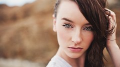 Nature woman blue eyes brunettes portraits