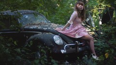 Nature woman cars dress Volkswagen forests