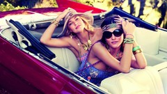 Nature woman cars glasses hats blondes brunettes vehicles 
