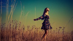 Nature woman dress fields blondes skyscapes