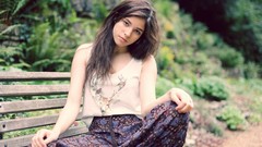 Nature woman dress sitting brunettes