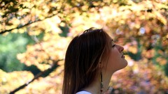 Nature woman earrings long hair closed eyes brunettes