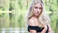 Nature woman faces lakes outdoors blondes brunettes ella Fame 