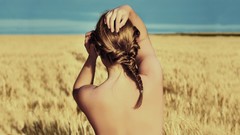 Nature woman fields blondes braids topless girls in nature 