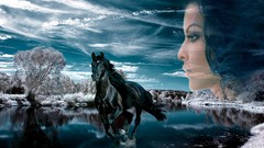 Nature woman Horses fantasy art
