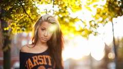 Nature woman models pierced nose