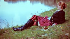 Nature woman models redheads high boots