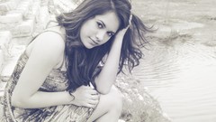 Nature woman monochrome brunettes portraits