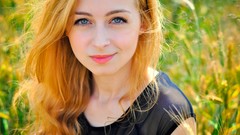 Nature woman outdoors blondes smiling blue eyes