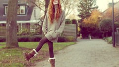 Nature woman redheads teen sweaters