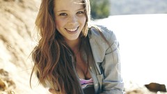 Nature woman smiling brunettes cleavage portraits Taylor 