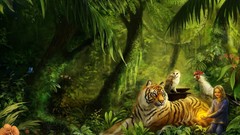 Nature woman Tigers digital art