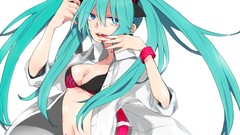 Navel coat tattoos anime girls blue eyes hatsune miku vocaloid 