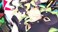 Navel gloves skirts smiling anime girls brunettes open mouth 