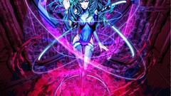 Navel Large Hadron Collider long hair bare shoulders bodysuits 