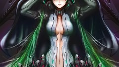 Navel long hair anime girls green eyes hatsune miku vocaloid 