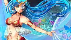 Navel long hair hatsune miku vocaloid underwear hentai aqua 