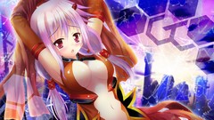 Navel red eyes blush pink hair long hair anime girls armpits 