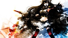 Navel red eyes gloves anime girls black hair kantai collection