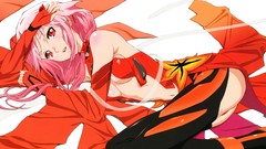 Navel red eyes gloves red dress pink hair long hair anime girls 