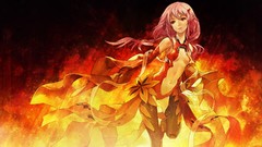 Navel red eyes gloves Ribbons pink hair long hair anime girls 