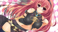 Navel skirts blush pink hair long hair vocaloid megurine luka 