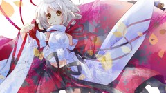 Navel white hair Ribbons skirts anime girls brown eyes short 