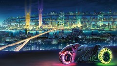 Neon Bridges cities science fiction motorbikes
