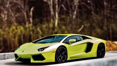 Neon cars Lamborghini limes vehicles Supercars 