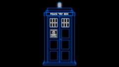 Neon Doctor Who tardis minimalistic line art police box