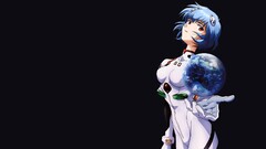 neon genesis evangelion ayanami rei blue Simple Background Anime
