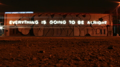 Neon lamp graffiti buildings