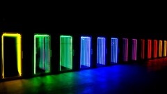 neon lights door colorful rainbows spectrum Neon lights blue