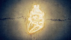 Neon Symbols Hearts grunge cracks glowing biohazard