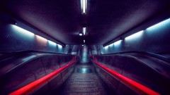 Neon tunnel underground stairs stairways