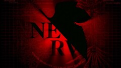 NERV red neon genesis evangelion Anime red background dark
