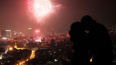 New year couple fireworks