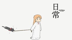 Nichijou Sakamoto Simple Background anime girls cats Anime